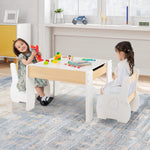 Costzon Kids Table and Chair Set, 4 in 1 Wooden Activity Table & 2 Chairs with Detachable Blackboard for Arts, Crafts, Drawing, Reading, Storage, 3 PCS Toddler Table and Chairs for Boys Girls (White)