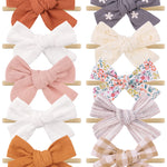 doboi 10PCS Baby Girls Headbands Hair Bows Nylon Linen Hairbands Handmade Hair Accessories for Newborn Infant Toddlers Little Girl and Kids 3.5Inches