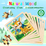 Wooden Animals Puzzles for Toddlers 2-4, 8 Pack 9 PCS Jigsaw Puzzles for Kids 2-4, Wooden Puzzles for Toddlers 3-5, Animal Puzzles for Kids 3-5, Preschool Puzzles Learning Educational Sets Toys
