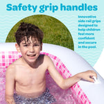 Inflatable for Kids and Adults 90"x60" (7.5'x5') with Soft Padded Floor, Handles and Drain, Kiddie Swimming Pool, Big Blow Up Backyard Pool for Ages 3+, Playful - Pink