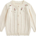 Simplee kids Baby Girl Thin Sweater Solid White Pink Cardigans for Toddler 0-3Years