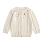 Simplee kids Baby Girls Knit Cardigan Hand Embroidery Pompoms Sweater Long Sleeve Coat for Winter Fall