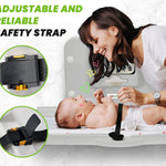 Alpine Wall Mounted Baby Changing Station - Horizontal Baby Changing Table Foldable Diaper Tables with Safety Strap for Commercial Bathroom, ADA Complaint (Hardware Included) White Gray