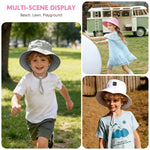 Poroka 4 Pack Baby Sun Hat Smile Face Hat Toddler Kids Adjustable Bucket Hat Wide Brim Beach Hats for Girls Boys