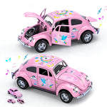 Girls Car Toy, Beetle Model 1:36 Alloy Metal Diecast Classic Vehicle Model Toy, Unicorn Car Pull Back Model Collection Gift Ornament for Kids Aldult(Pink)