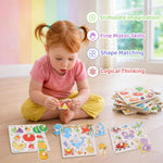 Wooden Puzzles for Toddlers 1-3, 8 Pack Peg Puzzles for Kids with Animals, Dinosaurs, Fruits, Vegetables, Educational Preschool Learning Toys, Birthday Gifts for Boys, Girls