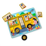 Melissa & Doug The Wheels on The Bus Song Puzzle – 8-Piece Wooden Peg Puzzle with Light-Activated Sounds, Music Learning Toy for Toddlers and Preschoolers Ages 2+