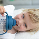 Dr. Brown's Baby's First 6m+ Straw Cup Bundle with Weighted Straw, Handles, Lid, Straw, and Brush, Dark Blue