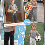 Mumucove 4 Pack Baby Boys' Cargo Sweatpants Toddler Straight Leg Elastic Waist Pants Athletic Open Bottom Jogger with Pockets(Black, Dark Mixed Gray, Light Mixed Gray, White Heather,5 T)