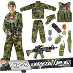 Metemot Kids Army Costume for Boys, Military Soldier Costume with Army Toys, Boys Halloween Costume with Camouflage Vest, Solider Boy Dress up age 3-12…
