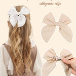 5.5 Inch 20PCS Baby Girls Fable Hair Bows Clips Cotton Linen Alligator Hair Clips Large Neutral Handmade Hair Accessories Bows for Girls Toddlers Kids by doboi