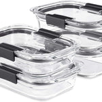 Rubbermaid Brilliance Glass Food Storage Containers, Assorted Sizes, Set of 9, BPA-Free, Leak-Proof, Clear