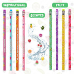 Leinuosen 200 Pcs Scented Pencils Bulk for Kids Inspirational Cute Fun Wood Smelly Pencils with Erasers Fruit Elements for School Classroom Office Students
