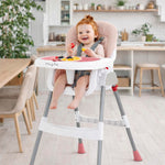 Dream On Me TableTalk 2-in-1 High Chair for Baby & Toddler – Convertible High Chair to Junior Chair, Removable Padded Seat, Dual Dishwasher-Safe Trays, Styrdy Steel Frame, Quick Folding Design – Pink