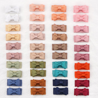 CÉLLOT 40pcs Mini 1.2" Grosgrain Ribbon Snap Clips - Tiny Fine Thin Hair Bows in Pairs for Baby Girls, Toddlers, and Infants