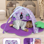 Heypappy Tummy Time Mat, 9-in-1 Grape Baby Play Gym Mat, Oversize Baby Play Activity Mat with Sunshade & 6 Detachable Sensory Toys, Washable Non-Slip Mat for Newborn Infant Baby Essentials Gift