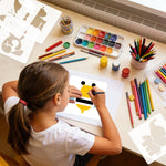 36PCS Stencils for Kids, Drawing Stencils for Painting Crafts Reusable Washable Large Art Paint Stencil Primary Shape Template for Fabric Wall Paper