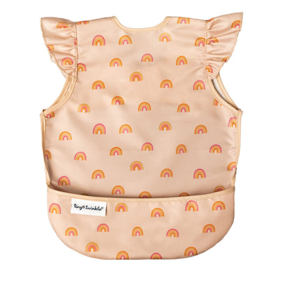 Baby bib with rainbow pattern on a white background