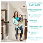 Regalo Safety 29-43" Top of Stairs Baby Gate, Extra Wide Baby Gate, Extra Wide Hardware Mounted Stair Gate with Banister & Wall Mount Kit, Walk-Through Safety Gate with Door for Toddlers & Pets