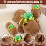 SQEQE Weighted Stuffed Animals Capybara Plush, Weighted Capybara Stuffed Animals with Turtle Backpack, Soft Pillow Toy for Kids Adults, Birthday Present 9.8 Inch, 0.8 Lb