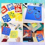 24 Pieces Painting Stencil Templates for Kids, 6 Inches Drawing Stencils Chalk Stencils, Plastic Drawing Washable Template for Kids Toddlers Preschooler