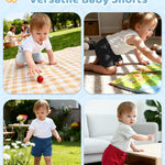Resinta 6 Packs Unisex Baby Toddler Shorts Baby Cotton Solid Shorts with Drawstring Baby Breathable Soft Summer Clothes