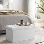 SONGMICS MAZIE Collection - 30 Inches Storage Ottoman Bench with Flipping Lid, Storage Chest Footstool, Load 660 lb, for Entryway, Living Room, Bedroom, Synthetic Leather, White ULSF45WT
