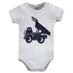 Hudson Baby Unisex Baby Cotton Bodysuit, Shorts and Shoe Set, Construction Trucks, 3-6 Months