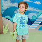 Garanimals Baby & Toddler Boy Surf Tees - Short Sleeve Tees - Kid's Casual Crew Neck - Size 6-9 Months - Blue, Light Grey, White, Navy Blue - 4 Pack