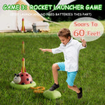 Powza 5 in 1 Musical Jump Toys, Ring Toss Game Stomping Launch Rocket Launcher for Kids, Obstacle Avoidance & Jump Squat Toy Games Remote Control Outdoor & Indoor Toys for Ages 4-8 8-13