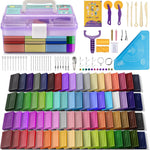 Polymer Clay 50 Colors, Modeling Clay for Kids DIY Starter Kits, Oven Baked Model Clay, Non-Sticky Molding Clay with Sculpting Tools, Gift for Children and Artists (50 Colors A)