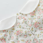 pureborn Toddler Girls Woven Dress Short Sleeve Cotton Peter Pan Collar Dress Summer Playwear Dresses White Pink Blooms 2-3 Years