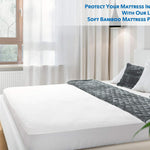 PlushDeluxe Premium Bamboo Mattress Protector – King Size, Waterproof, & Ultra Soft Breathable Noiseless Washable Bed Mattress Cover for Comfort & Protection - White