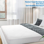 PlushDeluxe Premium Bamboo Mattress Protector – King Size, Waterproof, & Ultra Soft Breathable Noiseless Washable Bed Mattress Cover for Comfort & Protection - White