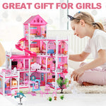 Doll House for Girls,10 Rooms Dollhouse with Dolls Figure, Puppies,Furnitures, Accessories, Kids Playhouse for for 3 4 5 6 7 8 9 10 Year Old