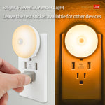 myCozyLite Night Lights Plug into Wall, Amber LED, 2 Pack, Motion Sensor Night Light, Automatic Motion Activated Light Indoor, for Bathroom, Bedroom, Kitchen, Hallway, Stairway, Kids, Adults