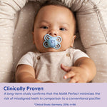 MAM Perfect Baby Pacifier, Patented Nipple, Developed with Pediatric Dentists & Orthodontists, 2 Pack, 0-3 Months, Boy