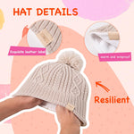 Baby Beanie Hat, Winter Warm Knit Cap and Scarf Set with Pom Pom for Girls, Toddler Winter Hat(0-36months)