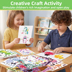 24 Sheets 8.27''×5.9'' Make Your Own Stickers for Kids Toddlers, Make a Face Stickers Mix and Match with Unicorns Dinosaur Horse and Sea Animals for Kids Party Favors Activities