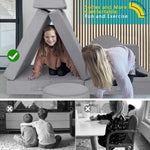 MeMoreCool Kids Modular Play Couch, 8-Piece Convertible Kids Couch Set in Grey, Foam Fort Builder Kids Sofa with Washable Plush Cover for Small Spaces Playroom Nursery, 150 lbs, Ages 1-5