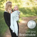 Ring Sling Baby Carrier - USA Lab Tested, 100% Natural Cotton Muslin, Breathable & Ergonomic Ring Sling Light Green