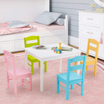 Costzon Kids Table and Chair Set, 5 Piece Wood Activity Table & Chairs for Children Arts, Crafts, Homework, Snack Time, Preschool Furniture, Gift for Boys Girls, Toddler Table and Chair Set (Pastel)