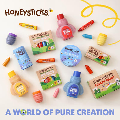 Honeysticks Super Jumbo Crayons (12 Pack) - 100% Pure Beeswax, Non Toxic Crayons for Toddlers 1-3, Extra Large Crayon Size, Easy to Hold and Use, Unbreakable Toddler Crayon, Eco-Friendly