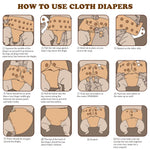 Mama Koala 3.0 Cloth Diapers for Babies with Suede Lining, 6 Pack with 6 Natural Cloth Diaper Inserts - Reusable and Washable Pocket Diapers (S-Classic & Timeless)