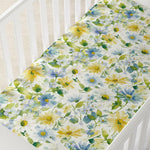 Horaldaily 2 Pack Fitted Crib Sheet for Boys Girls,Soft Breathable Washable Jersey Microfiber Baby Crib Sheet, Fits Standard Size Crib Mattress 28in x 52in, Floral Plaid Nursery Sheet Green/Yellow