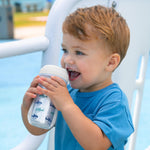 Chicco Insulated Sippy Cup 12+ Months, 9oz Toddler Training Cup with Bite-Resistant No-Spill Rim Spout, Double-Wall, BPA-Free, 2-Pack, Blue/Sharks