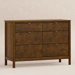 Babyletto Bondi 6-Drawer Assembled Dresser in Natural Walnut with Vegan Leather Drawer Pulls, Greenguard Gold Certified