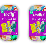 Welly Quick Fix, On The Go First Aid Kit, Assorted Bandages, Ointments, and Hand Sanitizer, Three Color Bandages - 2 Pack