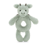 Jellycat Bashful Dragon Soft Plush Baby Toy Ring Rattle, 6 inches