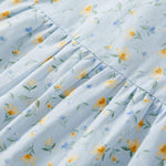 pureborn Baby Girls Woven Dress Long Sleeve Spring Fall Playwear Dresses Light Blue Florall 6-12 Months